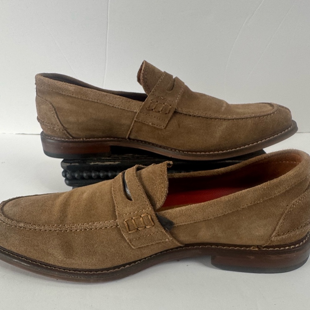 Stacy Adams Suede Penny Loafers Men’s 9M Brown Leather Slip On Dress Shoes